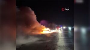 Ankara-Kırıkkale Yolunda Korkutan Yangın