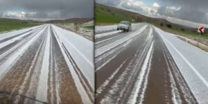 Kırıkkale’nin ilçesinde bahar ortasında kış manzarası