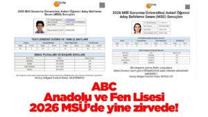 ABC Anadolu ve Fen Lisesi 2026 MSÜ’de yine zirvede!