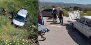 Kırıkkale çevre yolunda korkutan kaza: Hızlı tren istasyonu altında iki araç çarpıştı, 2 yaralı!