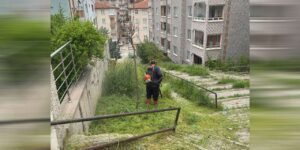 Merdivenli yol otlardan temizlendi