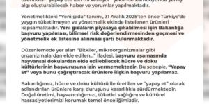 Tarım ve Orman Bakanlığı: “Türkiye sınırları içinde yapay et üretimi ve tüketimi söz konusu değildir”