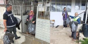 Keskin’de bayram öncesi vatandaşlara çöp poşeti dağıtıldı