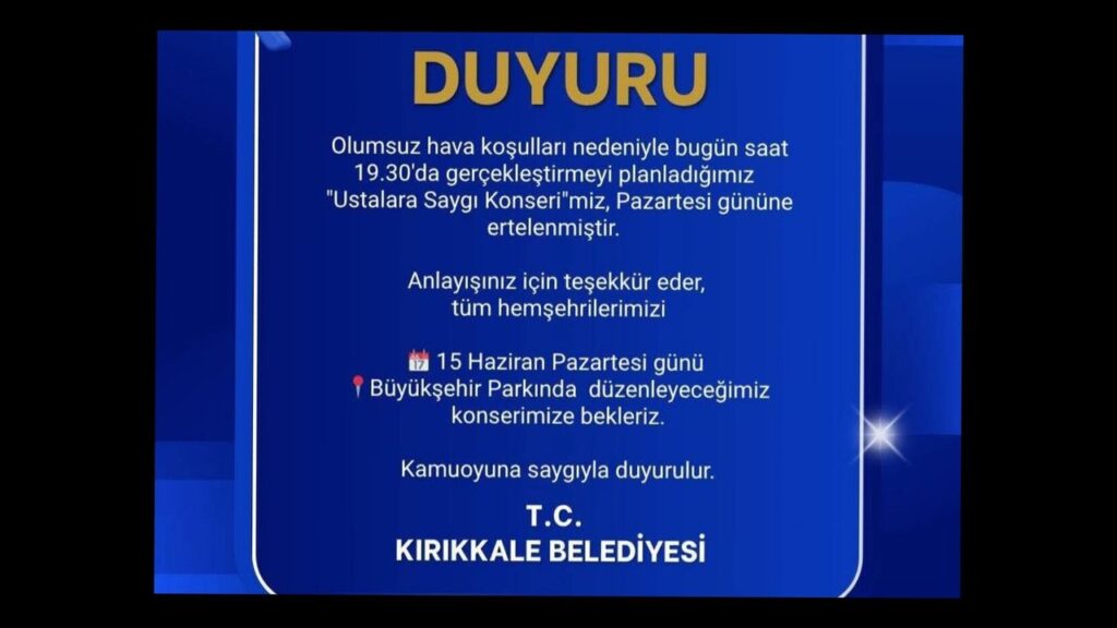 Belediye Konseri Erteledi