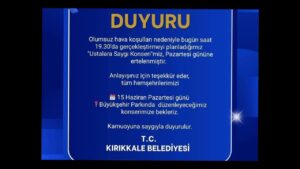 Belediye Konseri Erteledi