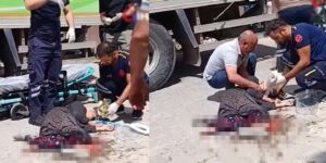 Çelebi’de feci kaza: Kamyonun çarptığı yaşlı kadın ağır yaralandı
