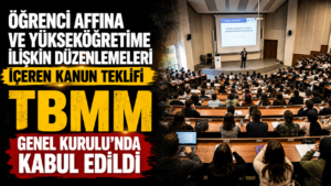 Öğrenci affına ve yükseköğretime ilişkin düzenlemeleri içeren kanun teklifi TBMM Genel Kurulu’nda kabul edildi